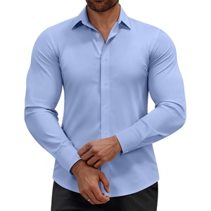 image:imageAlimens amp Gentle Mens Dress Shirts Stretch Muscle Fit Wrinkle Free Long Sleeve Button Down Shirt Casual Business Formal ShirtBlue