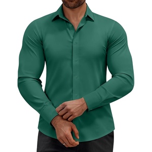 image:imageAlimens amp Gentle Mens Dress Shirts Stretch Muscle Fit Wrinkle Free Long Sleeve Button Down Shirt Casual Business Formal ShirtGreen