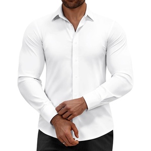 image:imageAlimens amp Gentle Mens Dress Shirts Stretch Muscle Fit Wrinkle Free Long Sleeve Button Down Shirt Casual Business Formal ShirtWhite