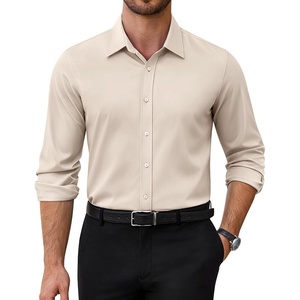 image:imageAlimens amp Gentle Mens Dress Shirts Stretch Solid Wrinkle Free Button Down Shirt Business Wedding Casual Button Up ShirtBeige