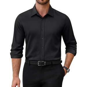 image:imageAlimens amp Gentle Mens Dress Shirts Stretch Solid Wrinkle Free Button Down Shirt Business Wedding Casual Button Up ShirtBlack