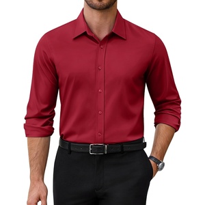 image:imageAlimens amp Gentle Mens Dress Shirts Stretch Solid Wrinkle Free Button Down Shirt Business Wedding Casual Button Up ShirtBurgundy