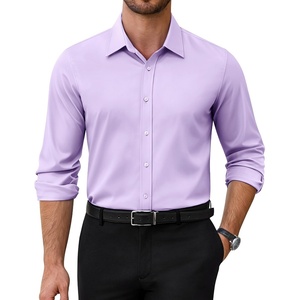 image:imageAlimens amp Gentle Mens Dress Shirts Stretch Solid Wrinkle Free Button Down Shirt Business Wedding Casual Button Up ShirtLavender