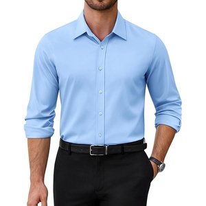 image:imageAlimens amp Gentle Mens Dress Shirts Stretch Solid Wrinkle Free Button Down Shirt Business Wedding Casual Button Up ShirtLight Blue
