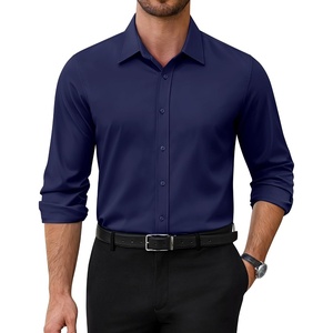 image:imageAlimens amp Gentle Mens Dress Shirts Stretch Solid Wrinkle Free Button Down Shirt Business Wedding Casual Button Up ShirtNavy Blue
