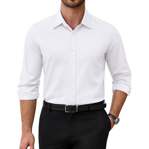 image:imageAlimens amp Gentle Mens Dress Shirts Stretch Solid Wrinkle Free Button Down Shirt Business Wedding Casual Button Up ShirtWhite