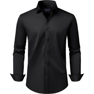 image:imageAlimens amp Gentle Mens Dress Shirts Transitional Weather Long Sleeve Stretch WrinkleFree Button Down TopBlack