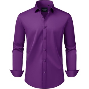 image:imageAlimens amp Gentle Mens Dress Shirts Transitional Weather Long Sleeve Stretch WrinkleFree Button Down TopDark Purple