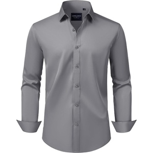 image:imageAlimens amp Gentle Mens Dress Shirts Transitional Weather Long Sleeve Stretch WrinkleFree Button Down TopGrey