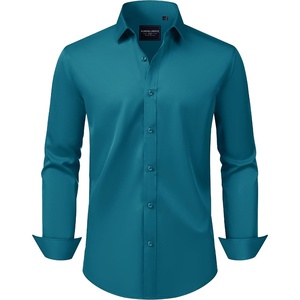 image:imageAlimens amp Gentle Mens Dress Shirts Transitional Weather Long Sleeve Stretch WrinkleFree Button Down TopTeal