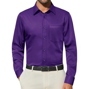 image:imageAlimens amp Gentle Mens Dress Shirts Wrinkle Free Long Sleeve Button Down Shirt Solid Sun Protection Business Shirt with PocketPurple