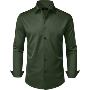 image:imageAlimens amp Gentle Mens Dress Shirts Wrinkle Free Stretch Solid Long Sleeve Button Down Shirt Wedding DatingArmy Green