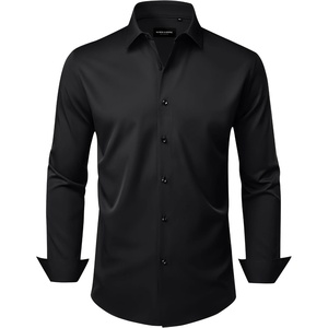 image:imageAlimens amp Gentle Mens Dress Shirts Wrinkle Free Stretch Solid Long Sleeve Button Down Shirt Wedding DatingBlack