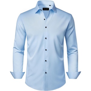 image:imageAlimens amp Gentle Mens Dress Shirts Wrinkle Free Stretch Solid Long Sleeve Button Down Shirt Wedding DatingLight Blue