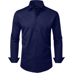image:imageAlimens amp Gentle Mens Dress Shirts Wrinkle Free Stretch Solid Long Sleeve Button Down Shirt Wedding DatingNavy Blue