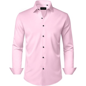 image:imageAlimens amp Gentle Mens Dress Shirts Wrinkle Free Stretch Solid Long Sleeve Button Down Shirt Wedding DatingPink