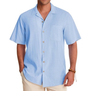 image:imageAlimens amp Gentle Mens Linen Shirts Cotton Hawaiian Shirts Short Sleeve Button Down Shirts Casual Summer Beach TopsCool Blue