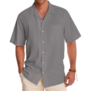 image:imageAlimens amp Gentle Mens Linen Shirts Cotton Hawaiian Shirts Short Sleeve Button Down Shirts Casual Summer Beach TopsCool Grey