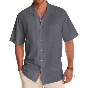 image:imageAlimens amp Gentle Mens Linen Shirts Cotton Hawaiian Shirts Short Sleeve Button Down Shirts Casual Summer Beach TopsGraphite Grey