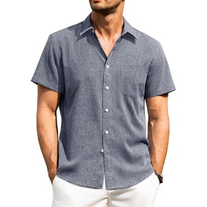 image:imageAlimens amp Gentle Mens Linen Shirts Short Sleeve Button Down Shirts Wrinkle Free Casual Vacation Beach Summer TopsBlue