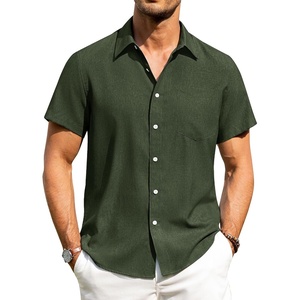 image:imageAlimens amp Gentle Mens Linen Shirts Short Sleeve Button Down Shirts Wrinkle Free Casual Vacation Beach Summer TopsOlive Green