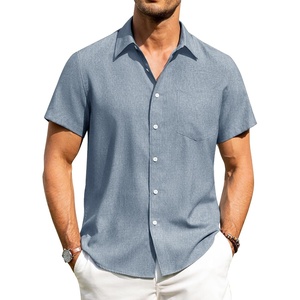 image:imageAlimens amp Gentle Mens Linen Shirts Short Sleeve Button Down Shirts Wrinkle Free Casual Vacation Beach Summer TopsPeacock Blue