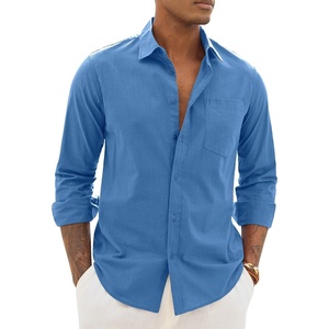 image:imageAlimens amp Gentle Mens Linen Textured Shirt Long Sleeve Summer Beach Tops  Cotton LinenRegular FitButton Down ShirtCasualWeddingPocketButton UpOld MoneyVacationRelaxedResortVintageOutdoorRoyal Blue