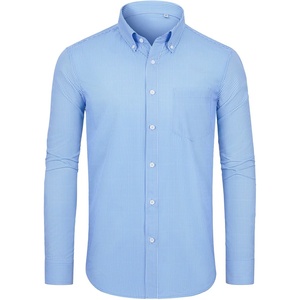 image:imageAlimens amp Gentle Mens Long Sleeve Button Down Shirts Stretch Regular Fit Dress Shirts Casual Work Gingham Shirts with PocketLight Blue Plaid