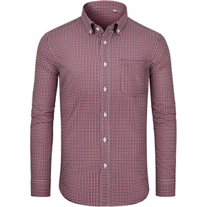 image:imageAlimens amp Gentle Mens Long Sleeve Button Down Shirts Stretch Regular Fit Dress Shirts Casual Work Gingham Shirts with PocketRed Black Plaid