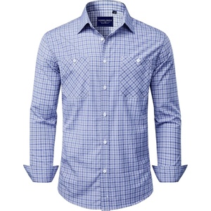 image:imageAlimens amp Gentle Mens Long Sleeve Dress Shirt Button Down Shirts with Pockets Regular Business Office Casual Plaid ShirtBlue White Gingham