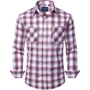 image:imageAlimens amp Gentle Mens Long Sleeve Dress Shirt Button Down Shirts with Pockets Regular Business Office Casual Plaid ShirtRed Black Plaid