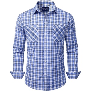 image:imageAlimens amp Gentle Mens Long Sleeve Dress Shirt Button Down Shirts with Pockets Regular Business Office Casual Plaid ShirtWhite Blue Plaid
