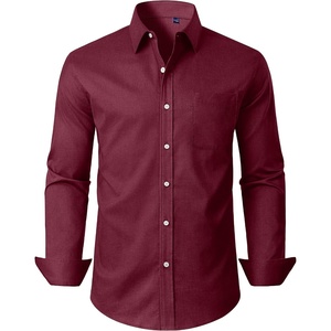 image:imageAlimens amp Gentle Mens Oxford Button Down Shirt with Pocket  Stretch FabricWrinkle FreeRegular FitClassicBusiness CasualWeddingBurgundy