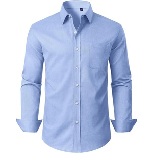 image:imageAlimens amp Gentle Mens Oxford Button Down Shirt with Pocket  Stretch FabricWrinkle FreeRegular FitClassicBusiness CasualWeddingLight Blue