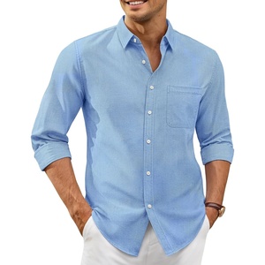 image:imageAlimens amp Gentle Mens Oxford Shirt Casual Stretch Long Sleeve Dress Shirt  Smart Casual Tops Wrinkle Resistant Solid Untucked Fit with Chest Pocket Cotton Blend Casual Formal Business OccasionsBlue