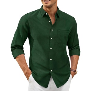 image:imageAlimens amp Gentle Mens Oxford Shirt Casual Stretch Long Sleeve Dress Shirt  Smart Casual Tops Wrinkle Resistant Solid Untucked Fit with Chest Pocket Cotton Blend Casual Formal Business OccasionsDark Green