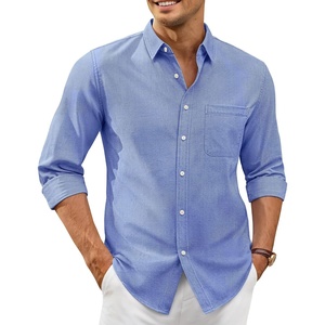 image:imageAlimens amp Gentle Mens Oxford Shirt Casual Stretch Long Sleeve Dress Shirt  Smart Casual Tops Wrinkle Resistant Solid Untucked Fit with Chest Pocket Cotton Blend Casual Formal Business OccasionsDenim Blue