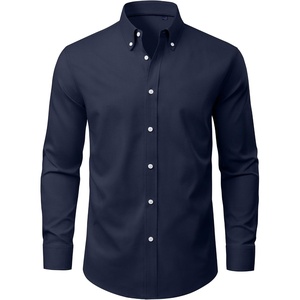 image:imageAlimens amp Gentle Mens Oxford Shirts Stretch Long Sleeve Dress Shirt for Men  Regular Fit No Pocket Work Casual Business Office Occasions Solid Tops Cotton Blend Fabric Daily Commuting OutfitsNavy Blue