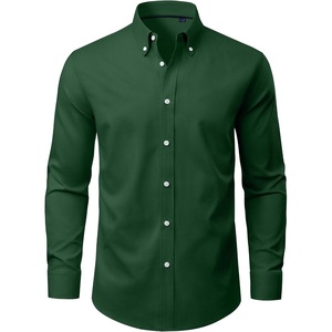 image:imageAlimens amp Gentle Mens Oxford Shirts Stretch Long Sleeve Dress Shirt for Men  Regular Fit No Pocket Work Casual Business Office Occasions Solid Tops Cotton Blend Fabric Daily Commuting OutfitsGreen