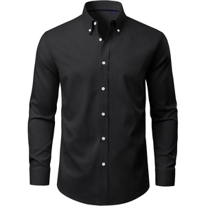 image:imageAlimens amp Gentle Mens Oxford Shirts Stretch Long Sleeve Dress Shirt for Men  Regular Fit No Pocket Work Casual Business Office Occasions Solid Tops Cotton Blend Fabric Daily Commuting OutfitsBlack