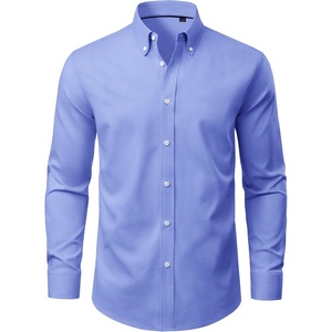 image:imageAlimens amp Gentle Mens Oxford Shirts Stretch Long Sleeve Dress Shirt for Men  Regular Fit No Pocket Work Casual Business Office Occasions Solid Tops Cotton Blend Fabric Daily Commuting OutfitsBlue