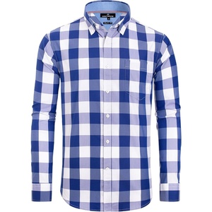 image:imageAlimens amp Gentle Mens Plaid Button Down Shirts Cotton Long Sleeve Dress Shirts Regular Fit Gingham ShirtsBlue  Buffalo Check