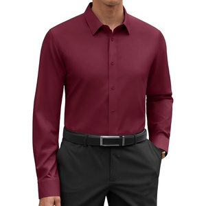 image:imageAlimens amp Gentle Mens Premium Dress Shirt  Cotton Performance Wrinkle Free Moisture Wicking Button Down ShirtsWine Red