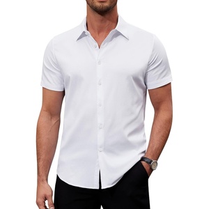 image:imageAlimens amp Gentle Mens Short Sleeve Dress Shirts Stretch Regular Fit Shirt Casual Button Down Business ShirtsWhite