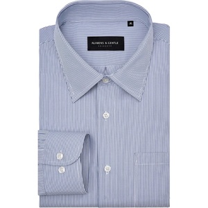 image:imageAlimens amp Gentle Mens Stripe Dress Shirts Transitional Weather Long Sleeve Casual Button Down Business Shirt Poplin TopNavy Blue