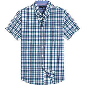 image:imageAlimens amp Gentle Plaid Mens Short Sleeve Button Down Shirts with Pocket  LightweightButtonDown CollarRegular FitExcellent ColorsBreathableCasualCotton BlendEasy CareBlack Green Check