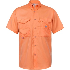 image:imageAlimens amp Gentle Short Sleeve Fishing Shirt Wicking Fabric Sun Protection Casual Button Down ShirtsOrange