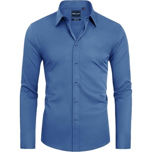 image:imageAlimens amp Gentle Slim Fit Dress Shirts for Men Long Sleeve Stretch Stain Proof Wrinkle Free Button Down Shirts Formal Shirts  Stretch Wrinkle Free Long Sleeve Fitted Formal Events Wedding Business Casual AirflowEnhanced Comfort Easy CareBlue Mood