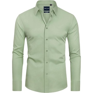 image:imageAlimens amp Gentle Slim Fit Dress Shirts for Men Long Sleeve Stretch Stain Proof Wrinkle Free Button Down Shirts Formal Shirts  Stretch Wrinkle Free Long Sleeve Fitted Formal Events Wedding Business Casual AirflowEnhanced Comfort Easy CareLight Green