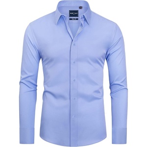 image:imageAlimens amp Gentle Slim Fit Dress Shirts for Men Long Sleeve Stretch Stain Proof Wrinkle Free Button Down Shirts Formal Shirts  Stretch Wrinkle Free Long Sleeve Fitted Formal Events Wedding Business Casual AirflowEnhanced Comfort Easy CareBlue Vlet
